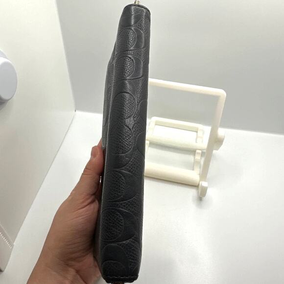 COACH Black Accordion Zip Wallet Monogram - Picture 3 of 9